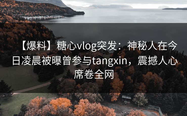 【爆料】糖心vlog突发：神秘人在今日凌晨被曝曾参与tangxin，震撼人心席卷全网