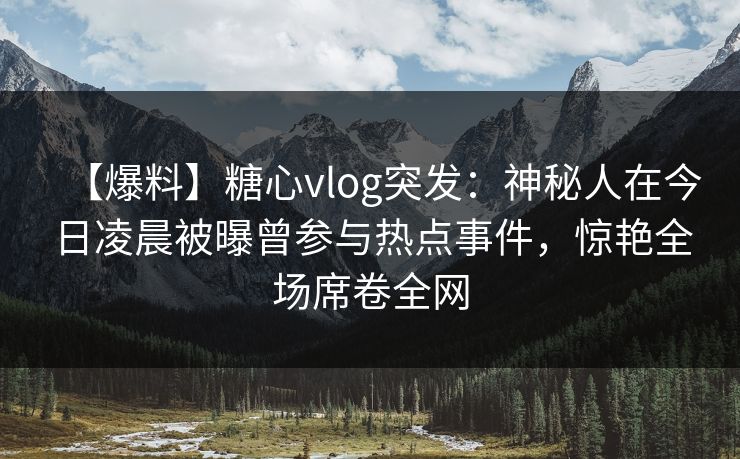 【爆料】糖心vlog突发：神秘人在今日凌晨被曝曾参与热点事件，惊艳全场席卷全网