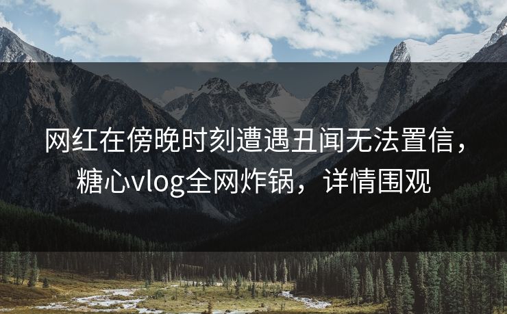 网红在傍晚时刻遭遇丑闻无法置信，糖心vlog全网炸锅，详情围观