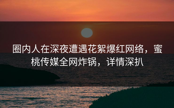 圈内人在深夜遭遇花絮爆红网络，蜜桃传媒全网炸锅，详情深扒