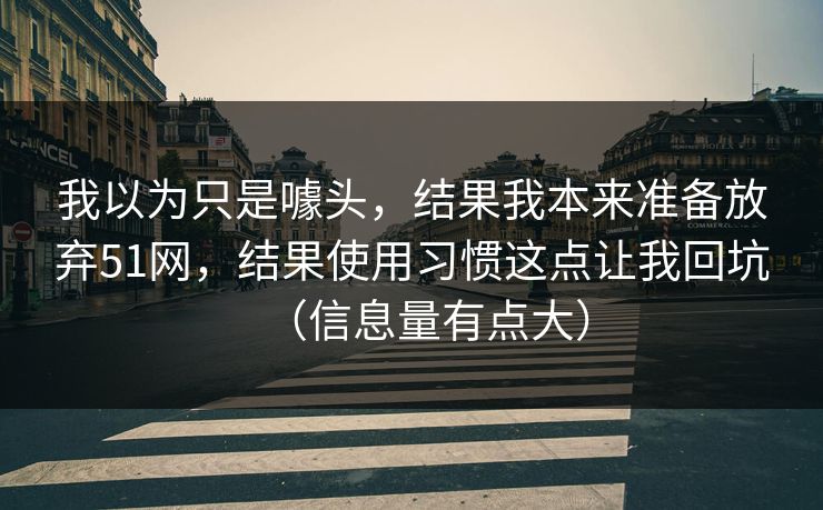 我以为只是噱头，结果我本来准备放弃51网，结果使用习惯这点让我回坑（信息量有点大）
